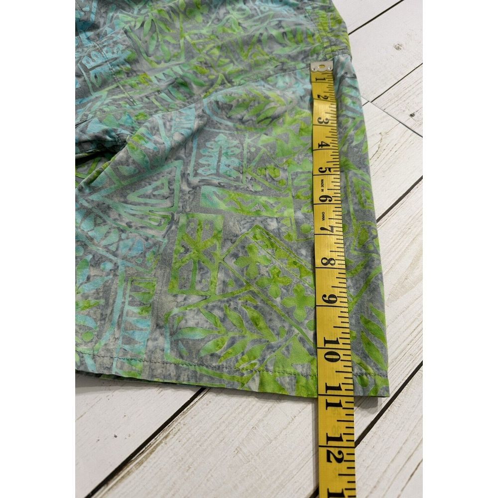 Pete‎ Huntington Bali Handcrafted Green Blue Hawaiian Shirt Size Medium Popover - Picture 6 of 9